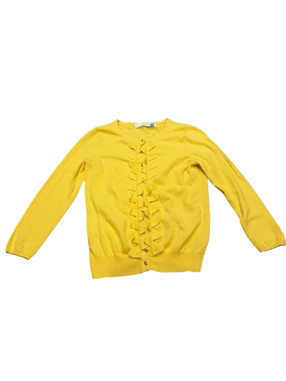 sparrow Yellow Ruffle-Trim Button Cardigan - Picture 3 of 7